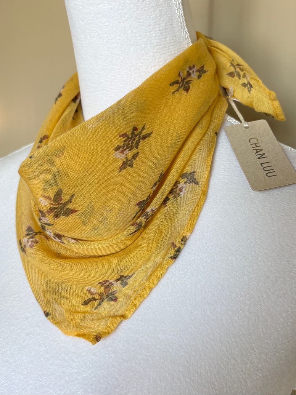 NWT Chan Luu Mineral Yellow Floral Viscose Bandana Scarf